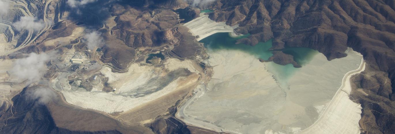 aerial view of tailing copper mining
