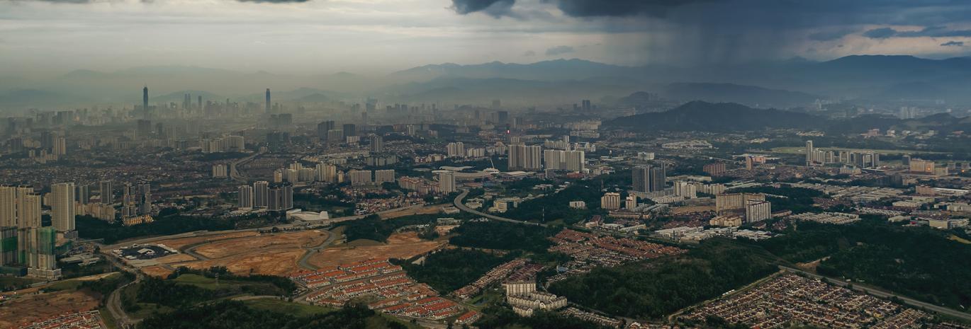 view of a stormy sky over malaysia floods