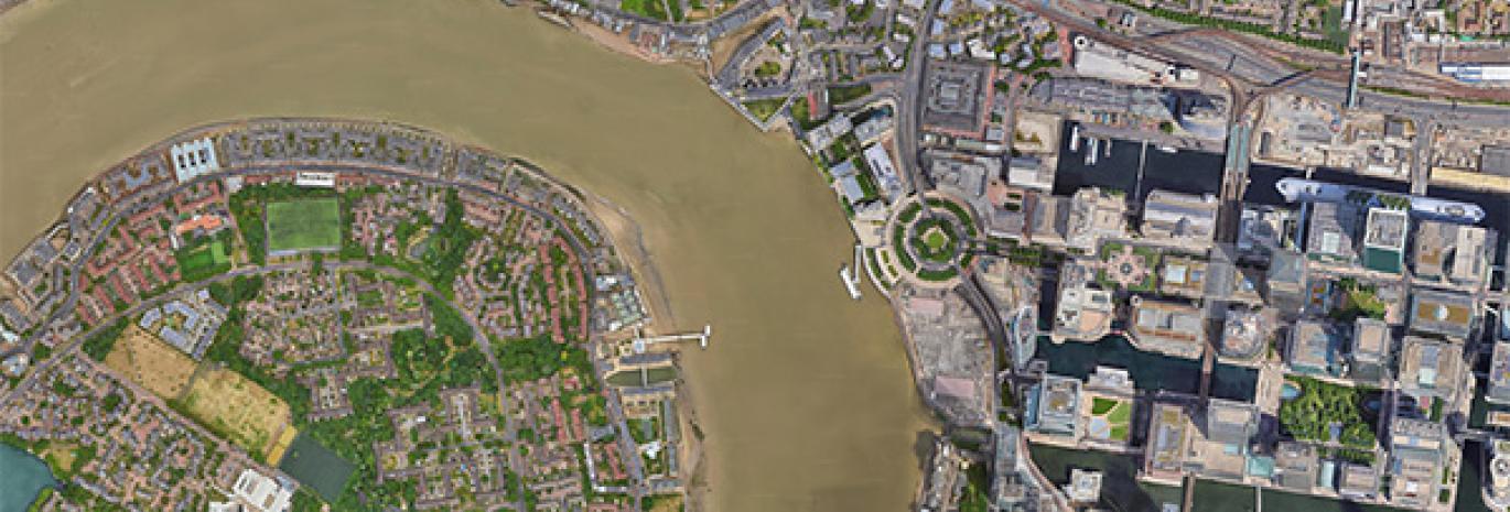 Satellite view of River Thames in London