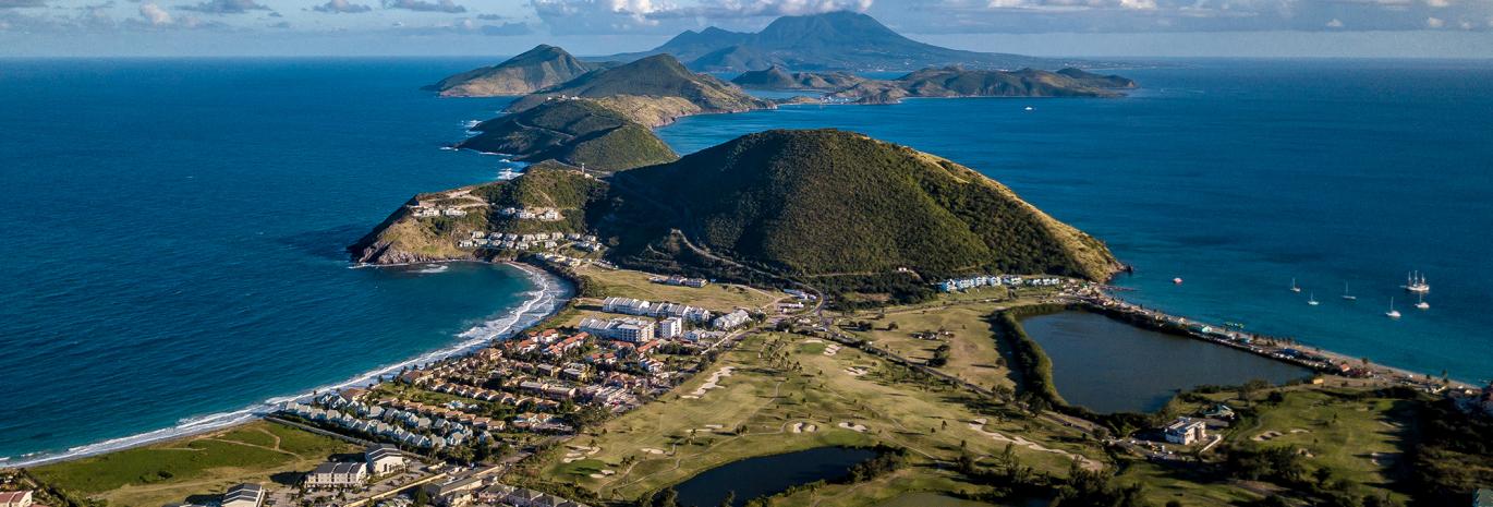 Aerial view of St Kitts and Nevis island in the Caribbean