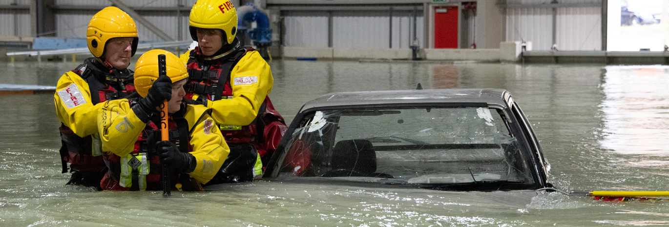 Emergency services in a water rescue training