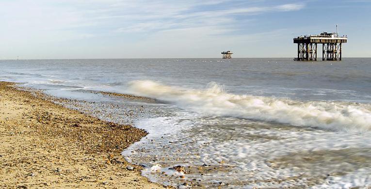 view of nuclear plant and cooling water outfalls