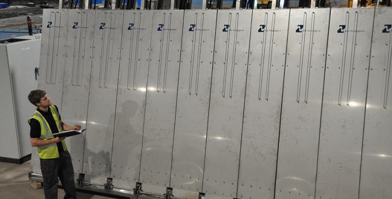 Example of one of our hinged paddle wavemakers