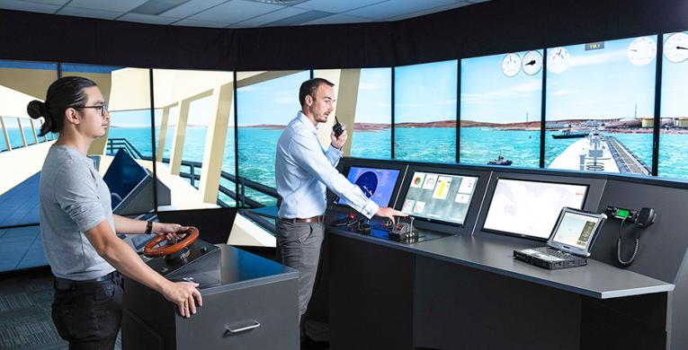 View of Australia Ship simulator, with full bridge and two operators